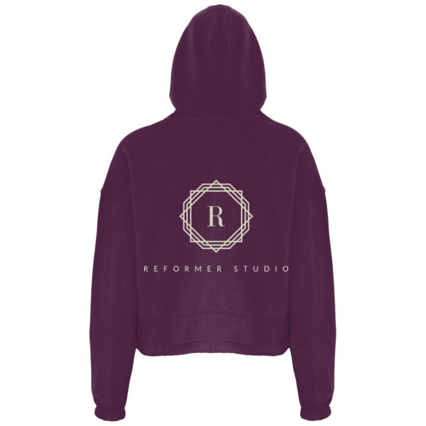 Reformer Studio Oversized Slouch Crop Hoodie - Cream Text Thumbnail