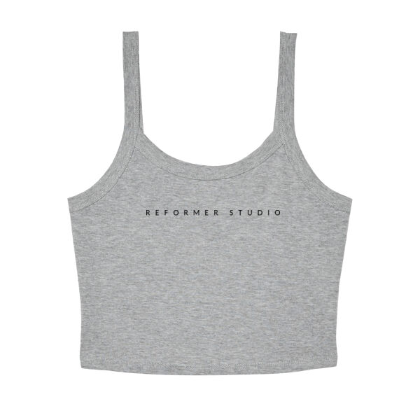 Reformer Studio Spaghetti Strap Cotton Vest - Black Text Thumbnail